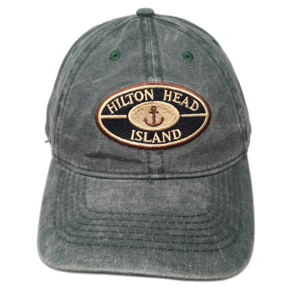 EST Hilton Head Island Green Baseball Cap OSFM Slideback Cotton Anchor Patch hat